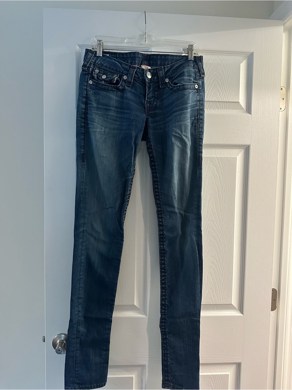 True Religion Women's Dark Indigo Straight Leg Jeans
